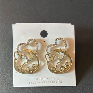 Gold and Silver Love Heart Earrings